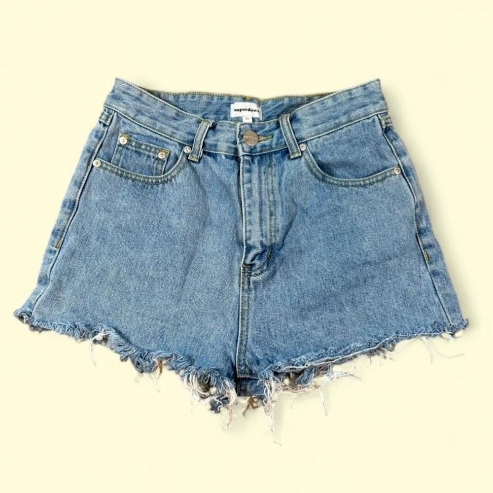 Revolve x Superdown Kathleen Cut Off High Waist Denim Shorts‎ Womens 28"